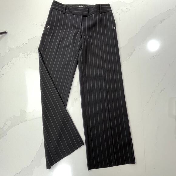 Arden B Black Pinstripe Wide Leg Trouser Pants Gromet Chain Womens 2 Black - Picture 7 of 7